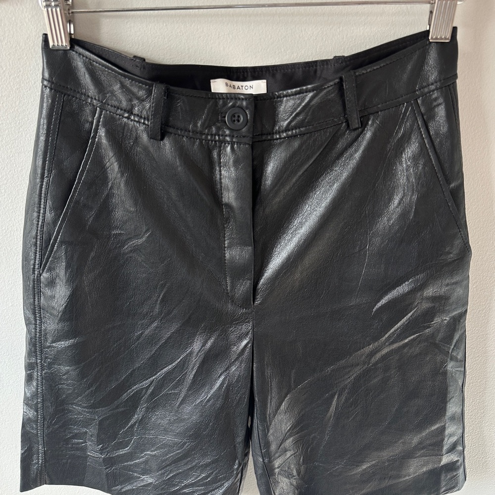 Babaton Black Faux Leather Shorts